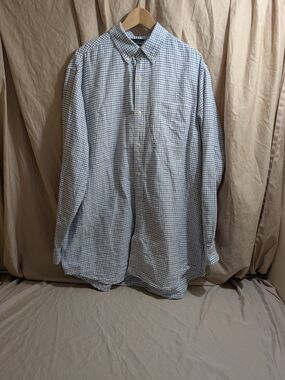 Chaps XLT Men's Button-Down Plaid Shirt - Blue and White Long Sleeve